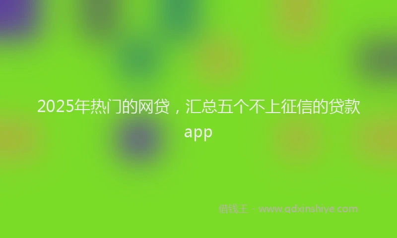 2025年热门的网贷，汇总五个不上征信的贷款app