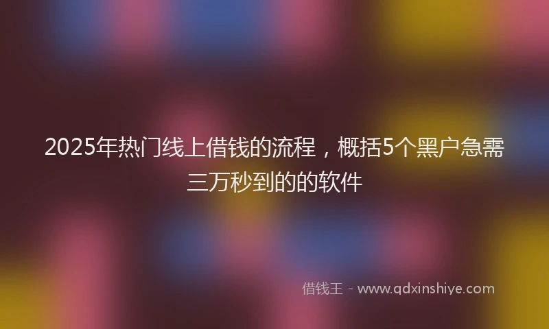 2025年热门线上借钱的流程，概括5个黑户急需三万秒到的的软件