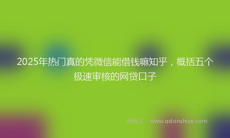 2025年热门真的凭微信能借钱嘛知乎，概括五个极速审核的网贷口子