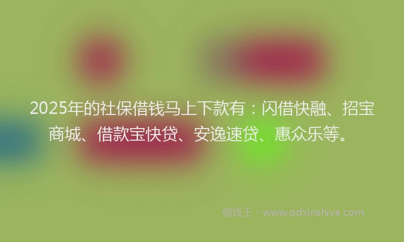 2025年的社保借钱马上下款有：闪借快融、招宝商城、借款宝快贷、安逸速贷、惠众乐等。