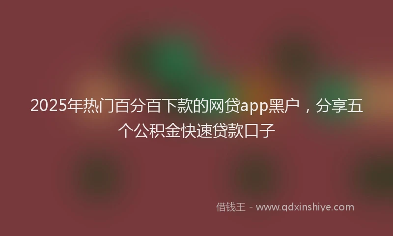 2025年热门百分百下款的网贷app黑户，分享五个公积金快速贷款口子