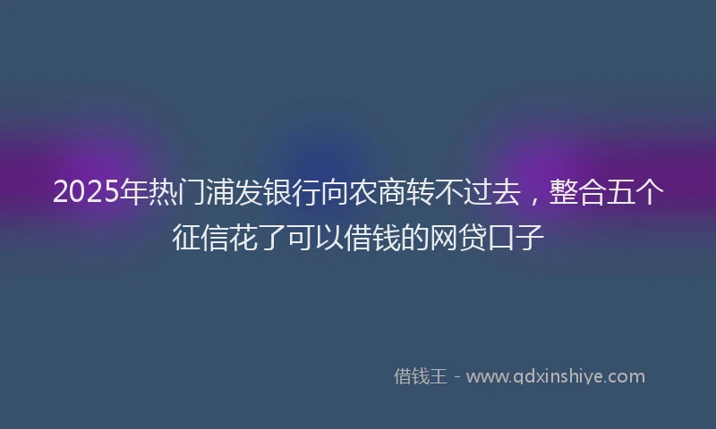 2025年热门浦发银行向农商转不过去，整合五个征信花了可以借钱的网贷口子
