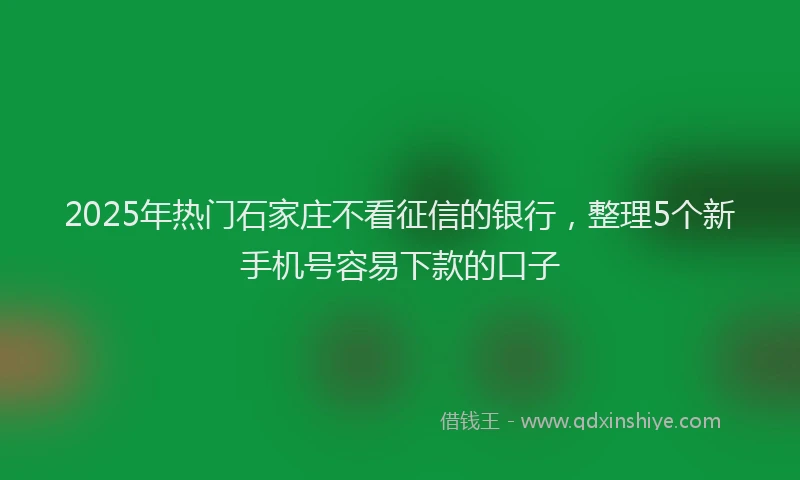 2025年热门石家庄不看征信的银行，整理5个新手机号容易下款的口子