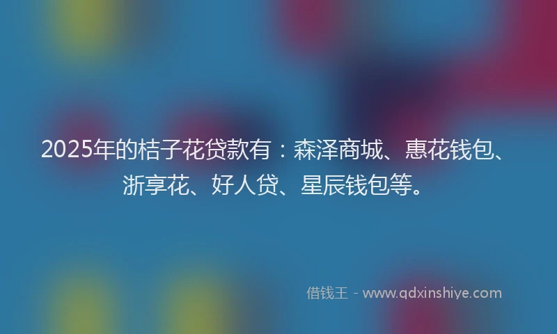 2025年的桔子花贷款有：森泽商城、惠花钱包、浙享花、好人贷、星辰钱包等。