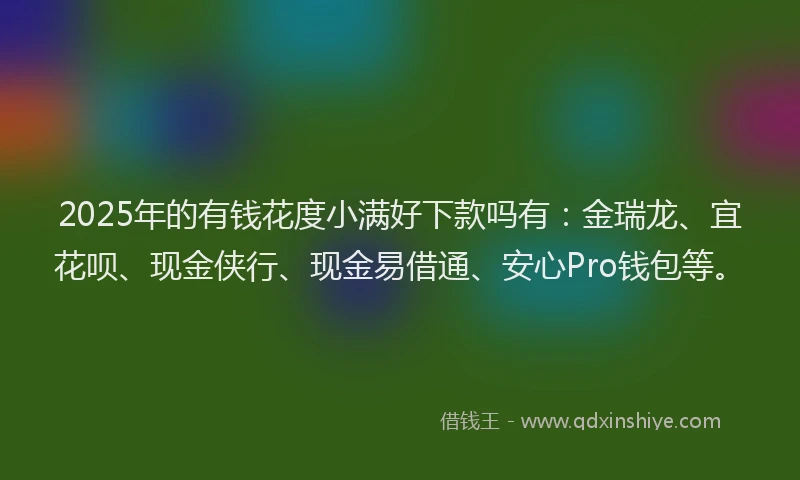 2025年的有钱花度小满好下款吗有：金瑞龙、宜花呗、现金侠行、现金易借通、安心Pro钱包等。