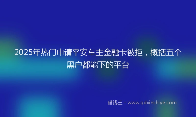 2025年热门申请平安车主金融卡被拒，概括五个黑户都能下的平台