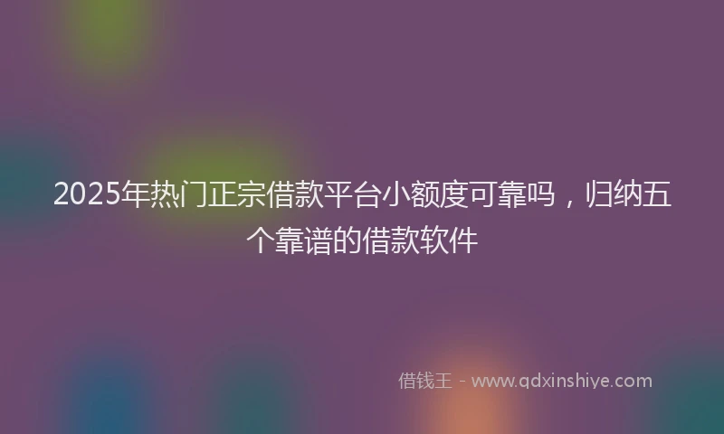 2025年热门正宗借款平台小额度可靠吗，归纳五个靠谱的借款软件