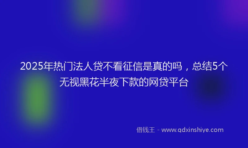 2025年热门法人贷不看征信是真的吗，总结5个无视黑花半夜下款的网贷平台