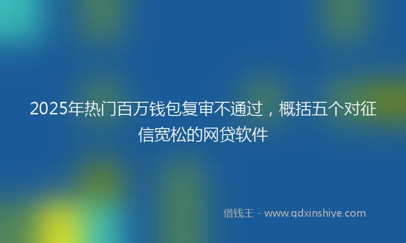 2025年热门百万钱包复审不通过，概括五个对征信宽松的网贷软件