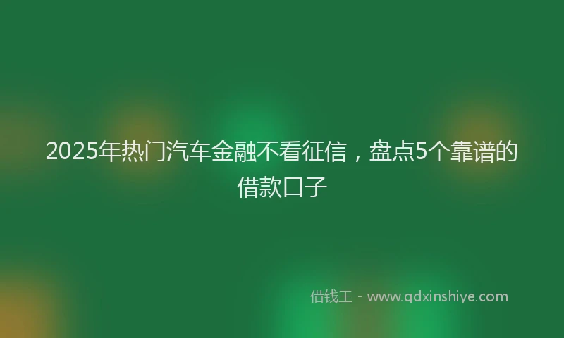 2025年热门汽车金融不看征信，盘点5个靠谱的借款口子