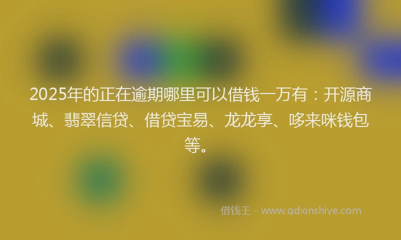2025年的正在逾期哪里可以借钱一万有：开源商城、翡翠信贷、借贷宝易、龙龙享、哆来咪钱包等。