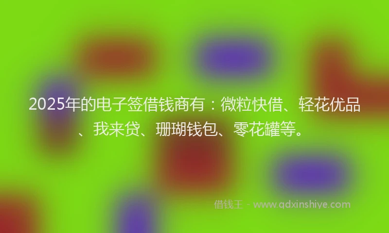 2025年的电子签借钱商有：微粒快借、轻花优品、我来贷、珊瑚钱包、零花罐等。