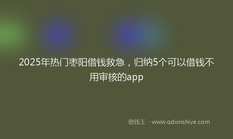 2025年热门枣阳借钱救急，归纳5个可以借钱不用审核的app
