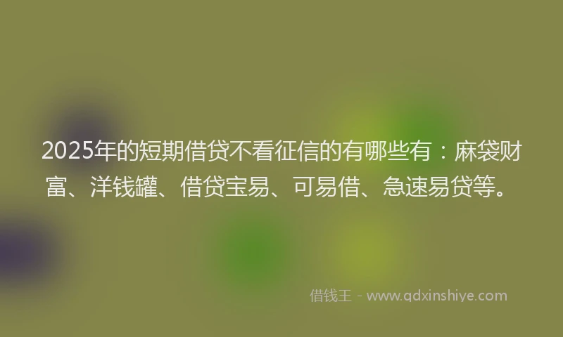 2025年的短期借贷不看征信的有哪些有：麻袋财富、洋钱罐、借贷宝易、可易借、急速易贷等。