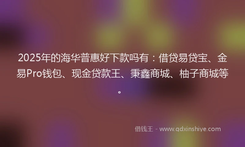 2025年的海华普惠好下款吗有：借贷易贷宝、金易Pro钱包、现金贷款王、秉鑫商城、柚子商城等。