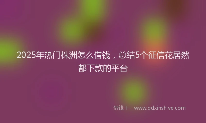 2025年热门株洲怎么借钱，总结5个征信花居然都下款的平台