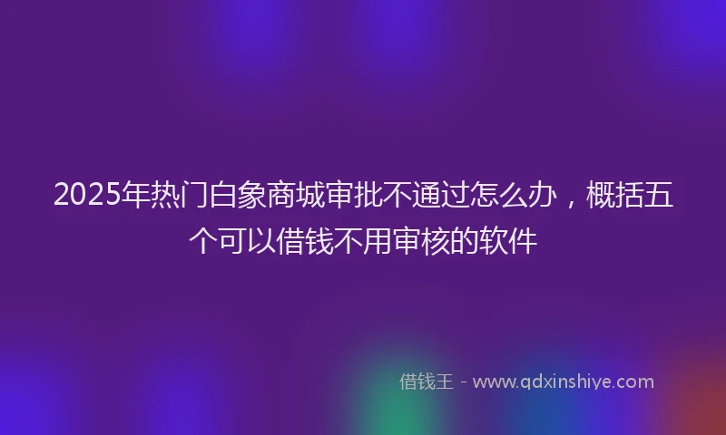 2025年热门白象商城审批不通过怎么办，概括五个可以借钱不用审核的软件