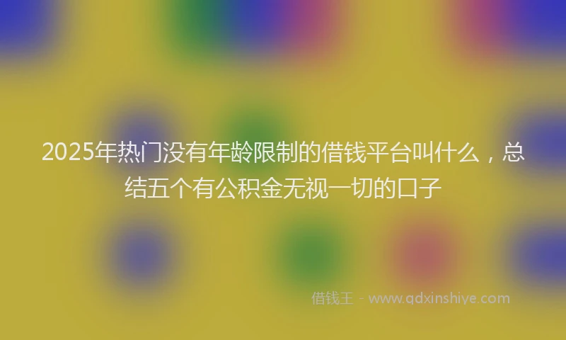2025年热门没有年龄限制的借钱平台叫什么，总结五个有公积金无视一切的口子