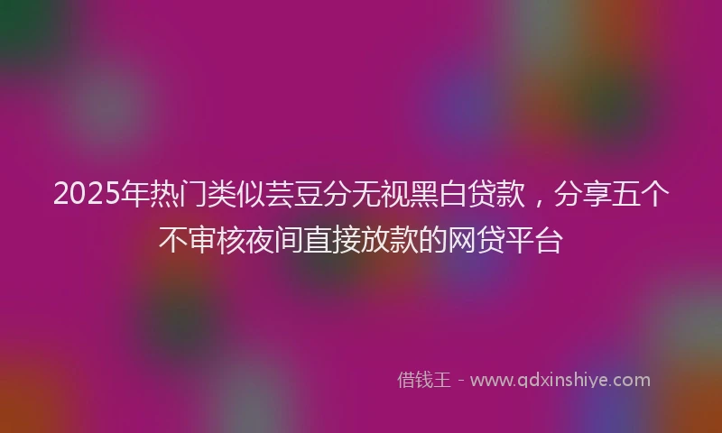 2025年热门类似芸豆分无视黑白贷款，分享五个不审核夜间直接放款的网贷平台