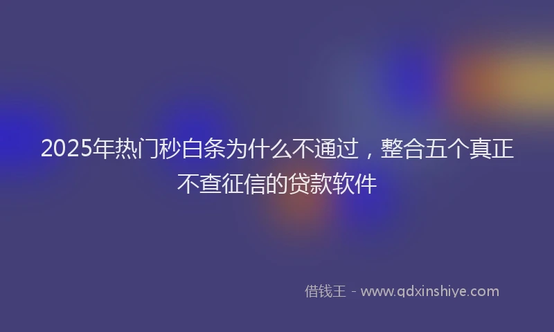 2025年热门秒白条为什么不通过，整合五个真正不查征信的贷款软件
