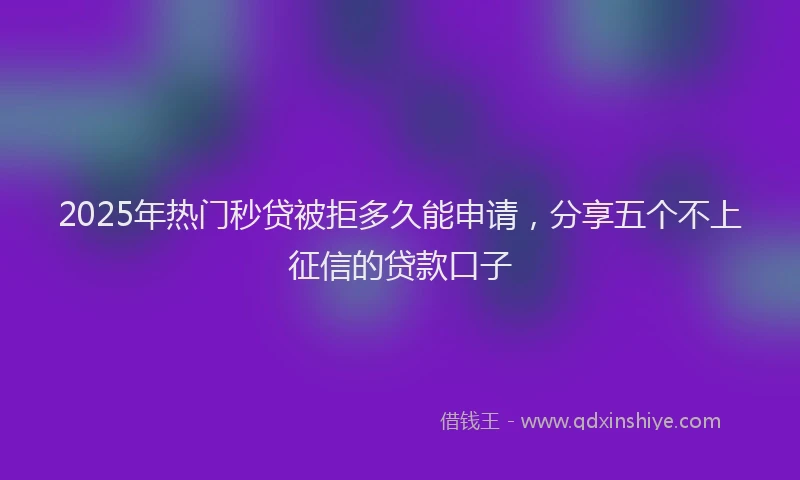2025年热门秒贷被拒多久能申请，分享五个不上征信的贷款口子