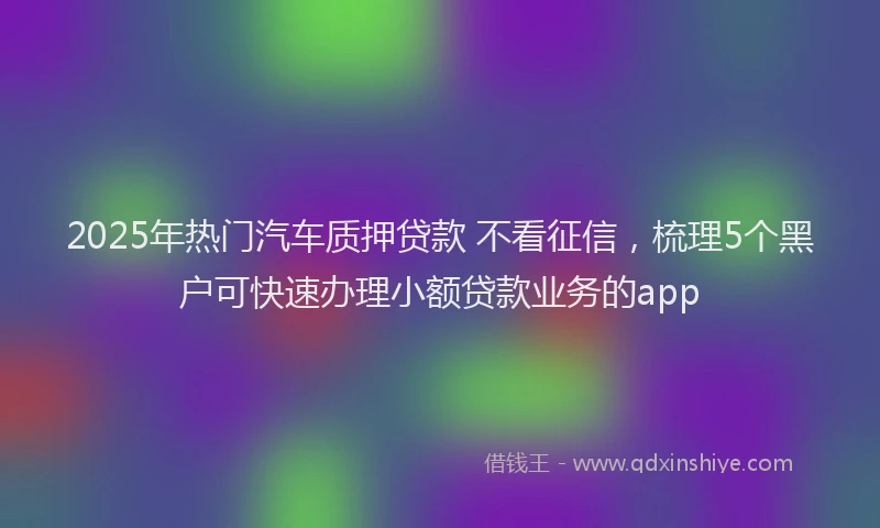 2025年热门汽车质押贷款 不看征信，梳理5个黑户可快速办理小额贷款业务的app