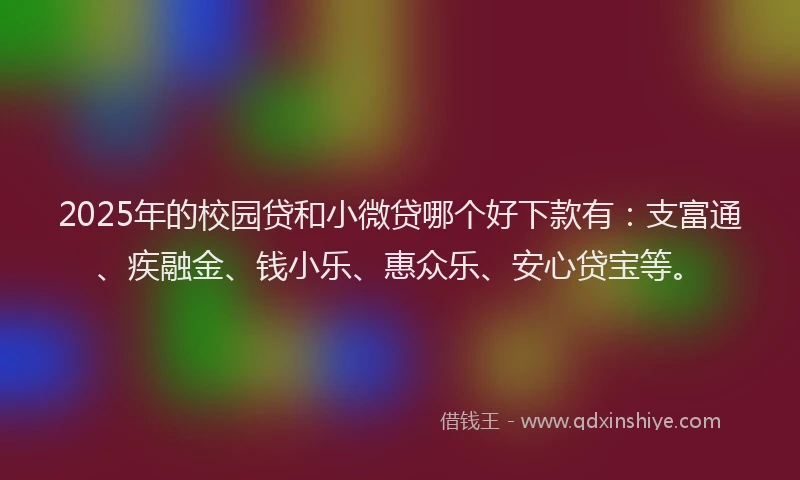 2025年的校园贷和小微贷哪个好下款有：支富通、疾融金、钱小乐、惠众乐、安心贷宝等。
