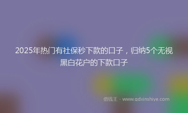 2025年热门有社保秒下款的口子，归纳5个无视黑白花户的下款口子