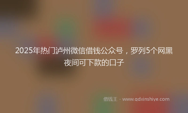 2025年热门泸州微信借钱公众号，罗列5个网黑夜间可下款的口子