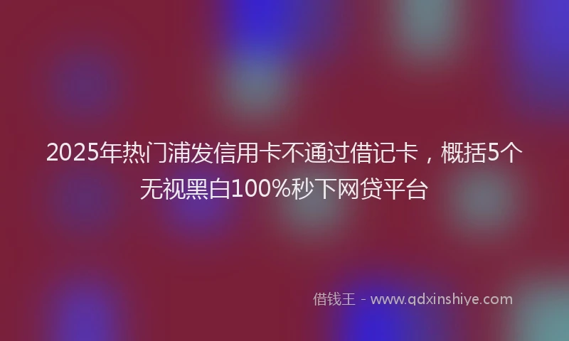 2025年热门浦发信用卡不通过借记卡，概括5个无视黑白100%秒下网贷平台