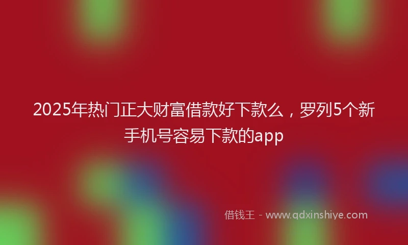 2025年热门正大财富借款好下款么，罗列5个新手机号容易下款的app