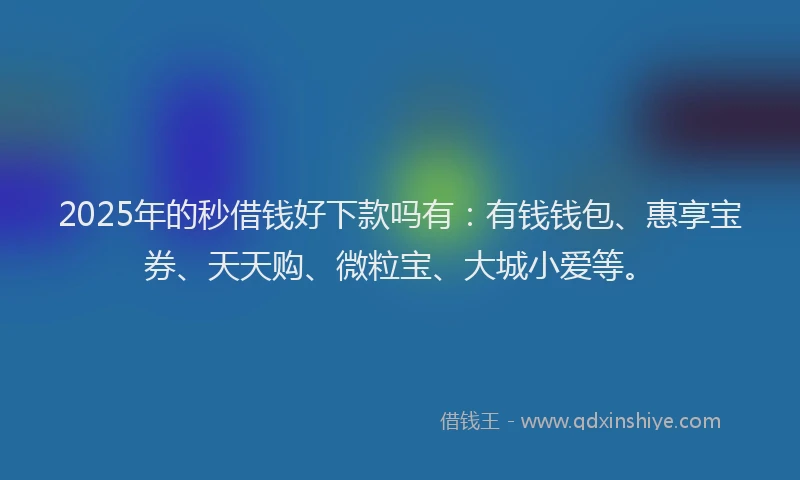 2025年的秒借钱好下款吗有：有钱钱包、惠享宝券、天天购、微粒宝、大城小爱等。