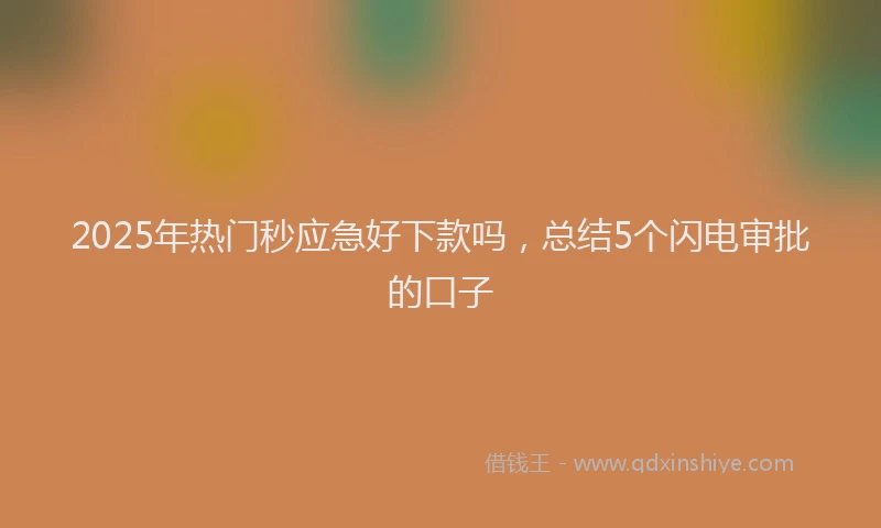 2025年热门秒应急好下款吗，总结5个闪电审批的口子