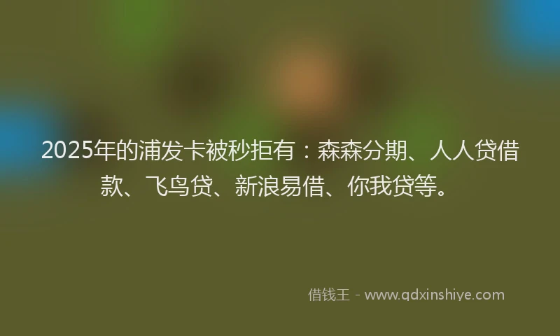 2025年的浦发卡被秒拒有：森森分期、人人贷借款、飞鸟贷、新浪易借、你我贷等。