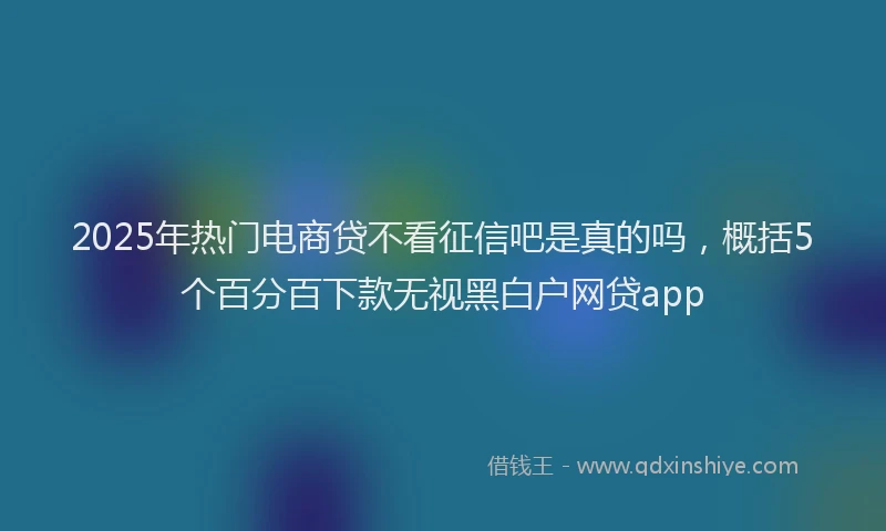 2025年热门电商贷不看征信吧是真的吗，概括5个百分百下款无视黑白户网贷app