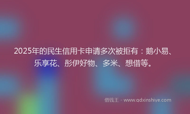 2025年的民生信用卡申请多次被拒有：鹅小易、乐享花、彤伊好物、多米、想借等。