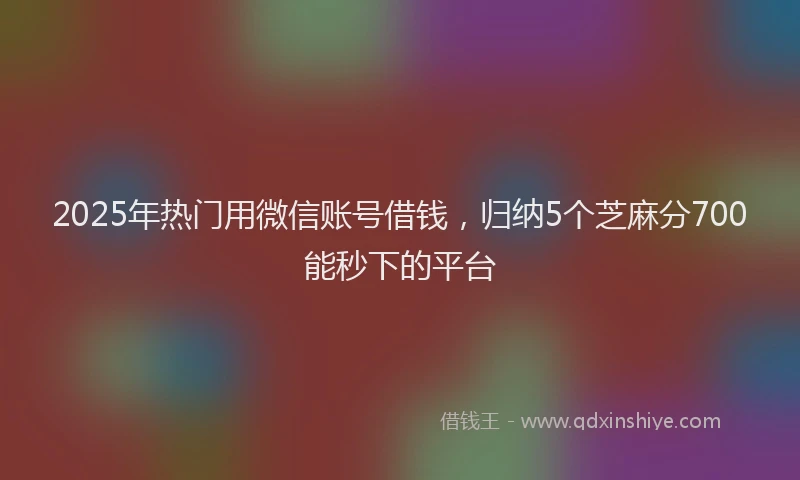 2025年热门用微信账号借钱，归纳5个芝麻分700能秒下的平台