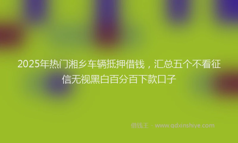 2025年热门湘乡车辆抵押借钱，汇总五个不看征信无视黑白百分百下款口子