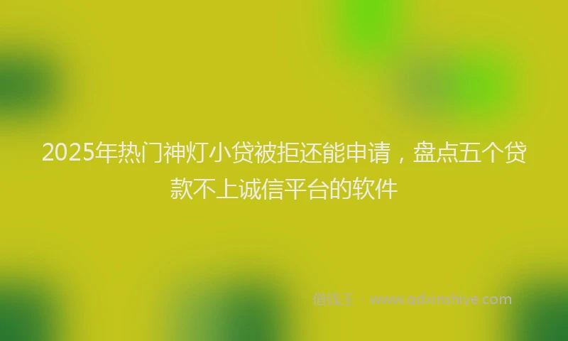 2025年热门神灯小贷被拒还能申请，盘点五个贷款不上诚信平台的软件