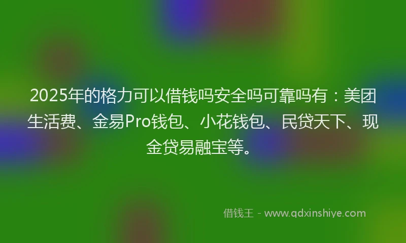 2025年的格力可以借钱吗安全吗可靠吗有：美团生活费、金易Pro钱包、小花钱包、民贷天下、现金贷易融宝等。