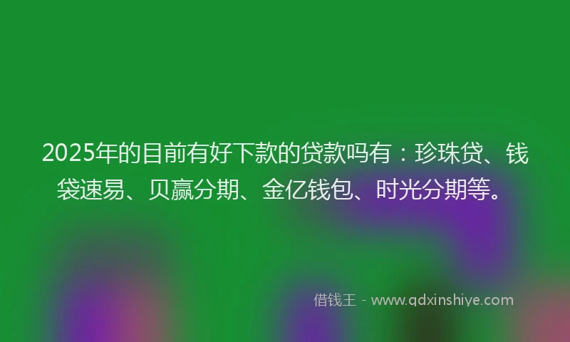 2025年的目前有好下款的贷款吗有：珍珠贷、钱袋速易、贝赢分期、金亿钱包、时光分期等。