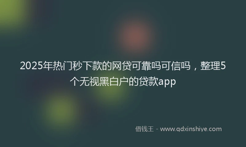 2025年热门秒下款的网贷可靠吗可信吗，整理5个无视黑白户的贷款app