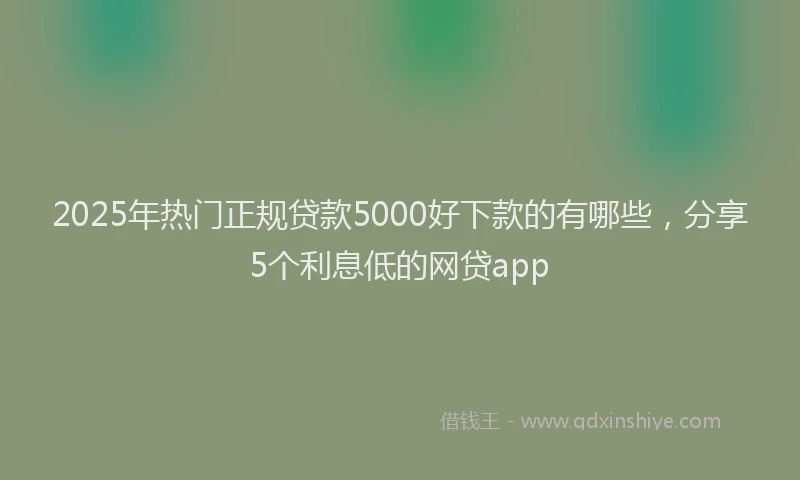 2025年热门正规贷款5000好下款的有哪些，分享5个利息低的网贷app