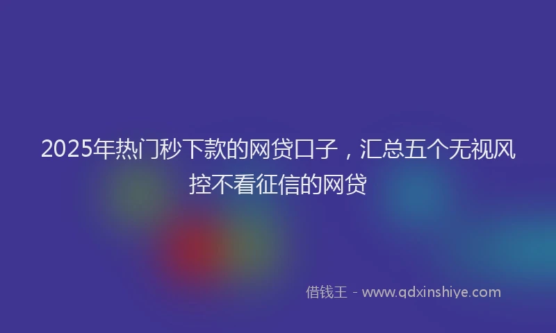 2025年热门秒下款的网贷口子，汇总五个无视风控不看征信的网贷