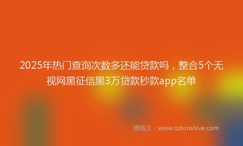 2025年热门查询次数多还能贷款吗，整合5个无视网黑征信黑3万贷款秒款app名单