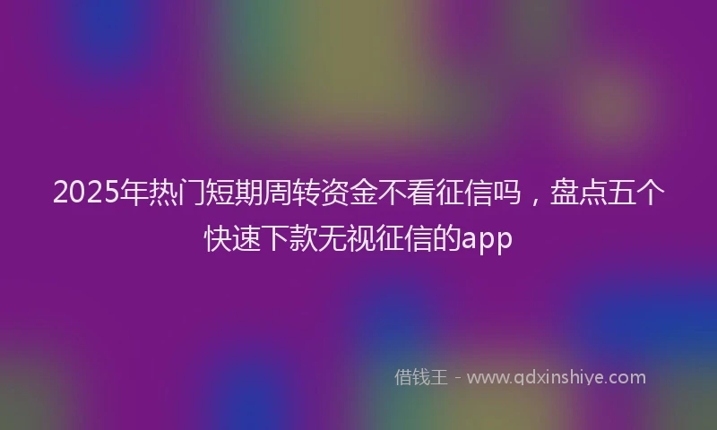 2025年热门短期周转资金不看征信吗，盘点五个快速下款无视征信的app