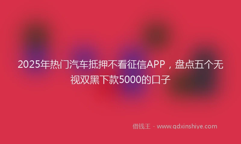2025年热门汽车抵押不看征信APP，盘点五个无视双黑下款5000的口子