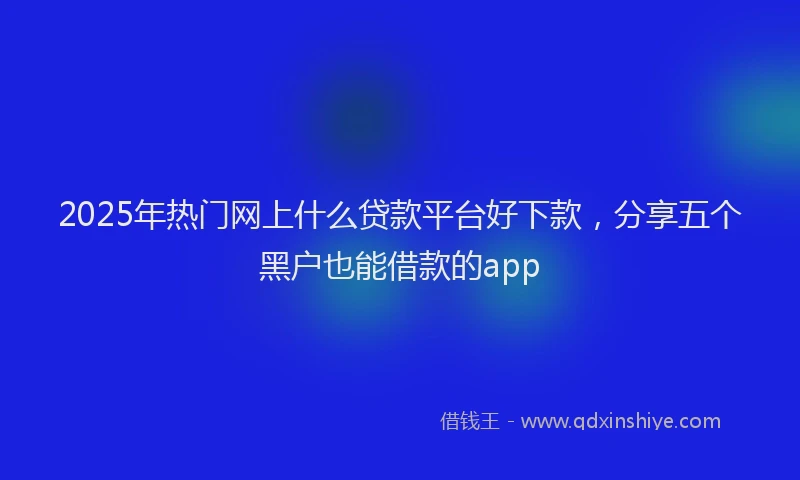 2025年热门网上什么贷款平台好下款，分享五个黑户也能借款的app