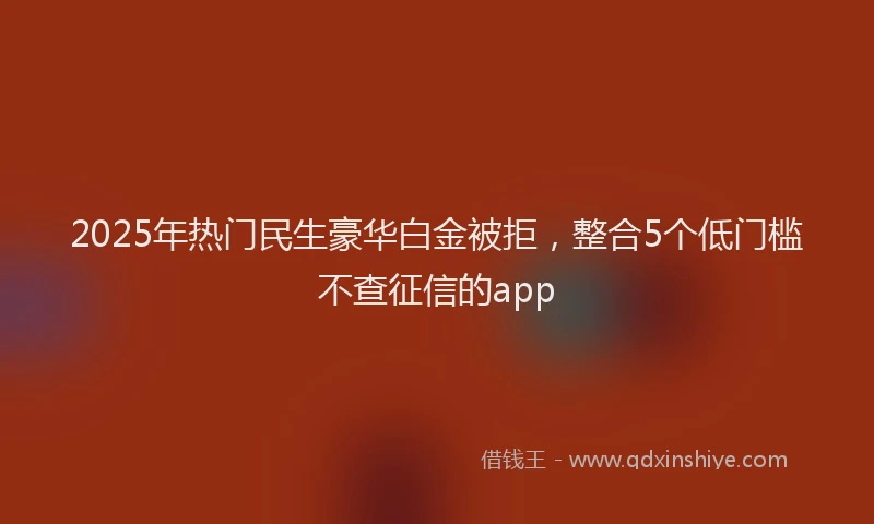 2025年热门民生豪华白金被拒，整合5个低门槛不查征信的app
