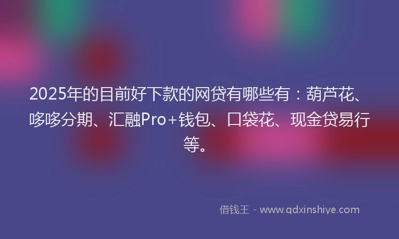 2025年的目前好下款的网贷有哪些有：葫芦花、哆哆分期、汇融Pro+钱包、口袋花、现金贷易行等。